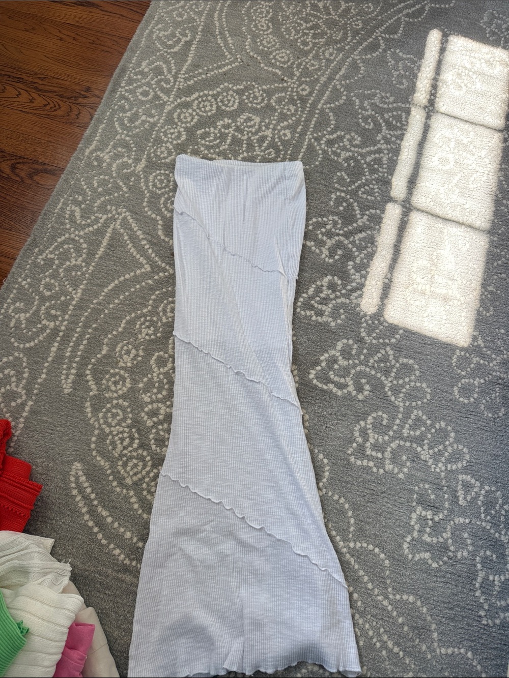 Women’s White Ribbed Maxi Skirt